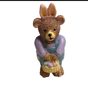 Vintage 1997 Claires Easter Bunny Rabbit Costume Bear 4" Holding Easter Basket